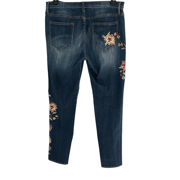 Driftwood Jackie Floral Embroidered Mid-rise Skinny Jeans Dark Wash Denim Sz 31 - Picture 2 of 10